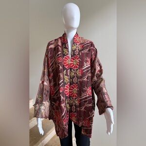 100% Silk Reversible Kantha Jacket, One Size